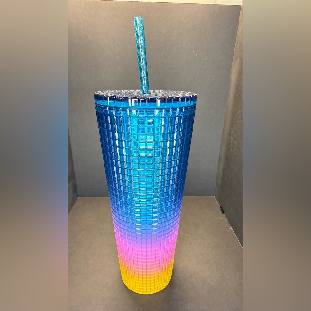 Starbucks Blue, Pink, Yellow, Studded Tumbler with Straw - Picture 4 of 9